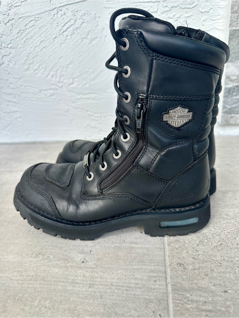 Harley-Davidson Men’s Black Leather Riding Boots Side Zip